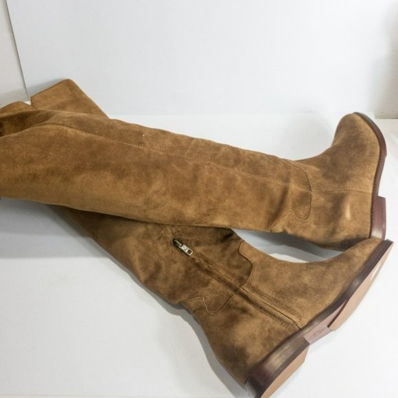 Ash Jess Tall Suede Over the Knee Hidden Wedge Boots Russet Brown -6 - Picture 5 of 6
